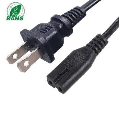 سلك الطاقة الأمريكي الأسود 10A 125V 2 Pin NEMA 1-15P وصلة إلى IEC 320 C7