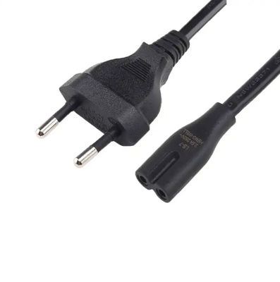 بالنسبة لروسيا CE VDE ENEC AC Europ 2 Prong IEC C7 مكبس الطاقة الكهربائية 2.5A 250V 2 Pin Eu Power Cord كابلات الطاقة