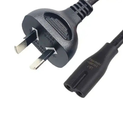 7.5A 250V سلك الطاقة AU SAA 2 دبوس مع كابل التمديد C7 الطول المخصص
