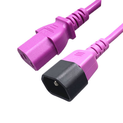 C13 C14 سلك الطاقة الإضافي VDE UL 16A 250V 3 Pin Plug كابل IEC