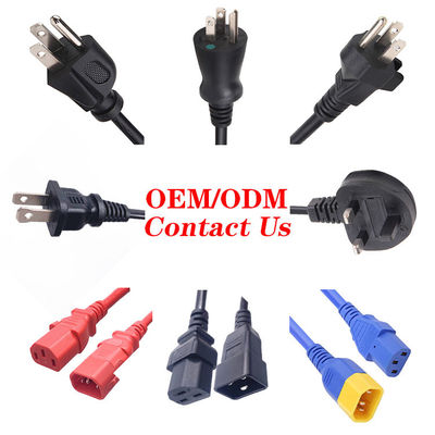 3 دبوس وصلة 10A 13A 15A 125V كمبيوتر محمول UL شهادة سلك الطاقة التيار المتردد