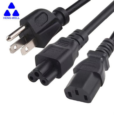 UL 3 Wire USA Power Cord 18AWG الكهربائية NEMA 5-15p إلى IEC C13 كابل الكمبيوتر المحمول